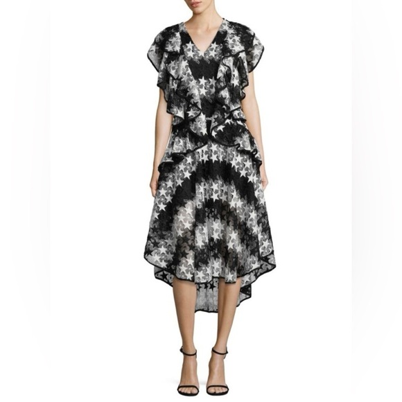 NWT Romance Was Born Constellation Star Lace Hi Low Black White Dress Size US 2 - Picture 1 of 17